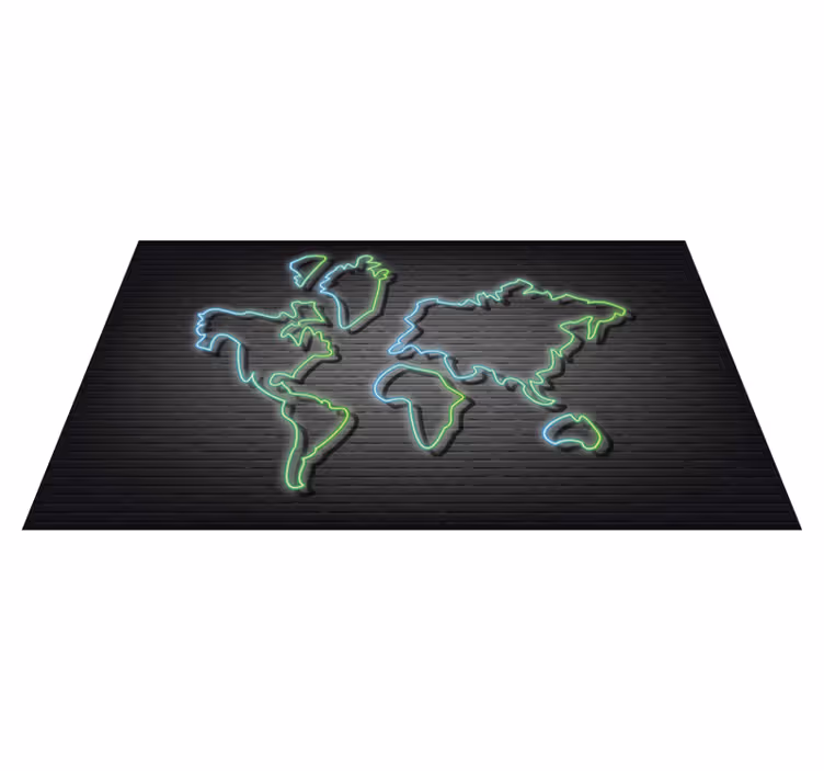 Vinyl Teppich Weltkarte neon-umriss - TenStickers