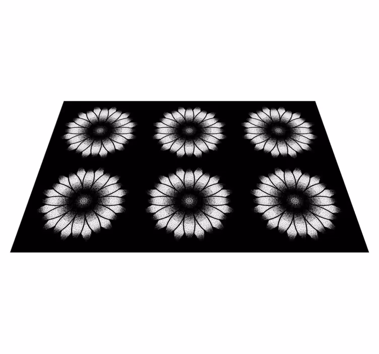 Vinyl teppich blumen in schwarz und weiß inspiration - TenStickers