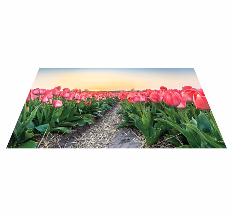 Vinyl Teppich Blumen tulpenfeld perspektive - TenStickers