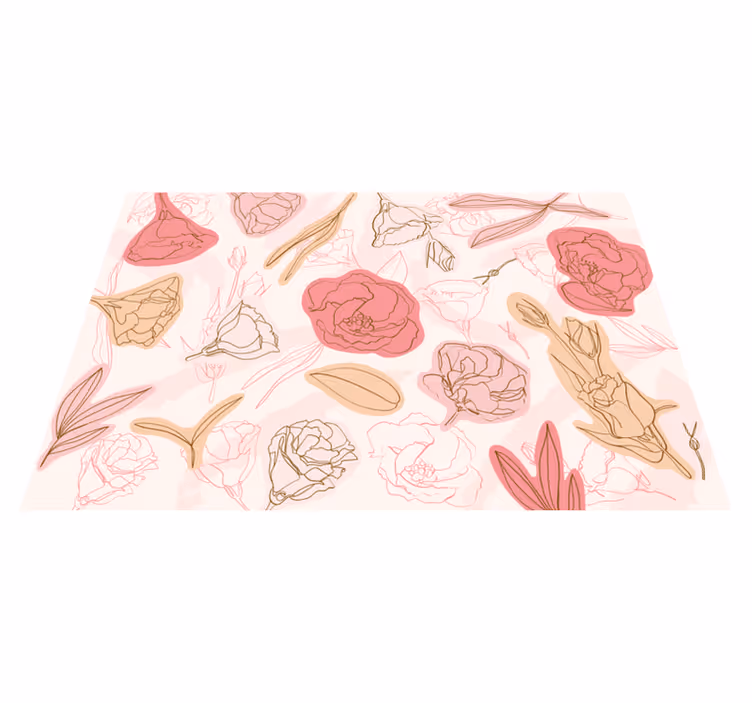 Vinyl Teppich Blumen botanischer umrissstil - TenStickers