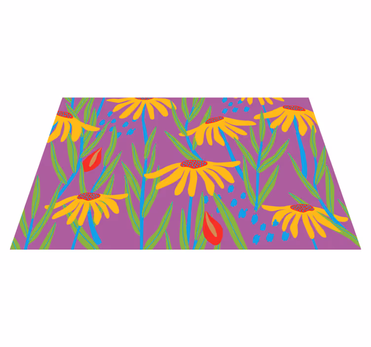 Vinyl Teppich Blumen lila botanische anordnung - TenStickers