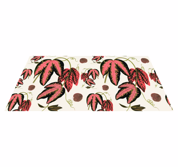 Vinyl Teppich Blumen rosa blattmuster - TenStickers