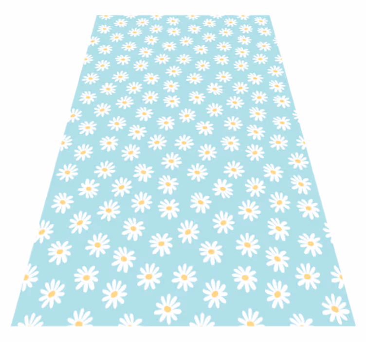 Vinyl Teppich Blumen gänseblümchen-blau-motiv - TenStickers