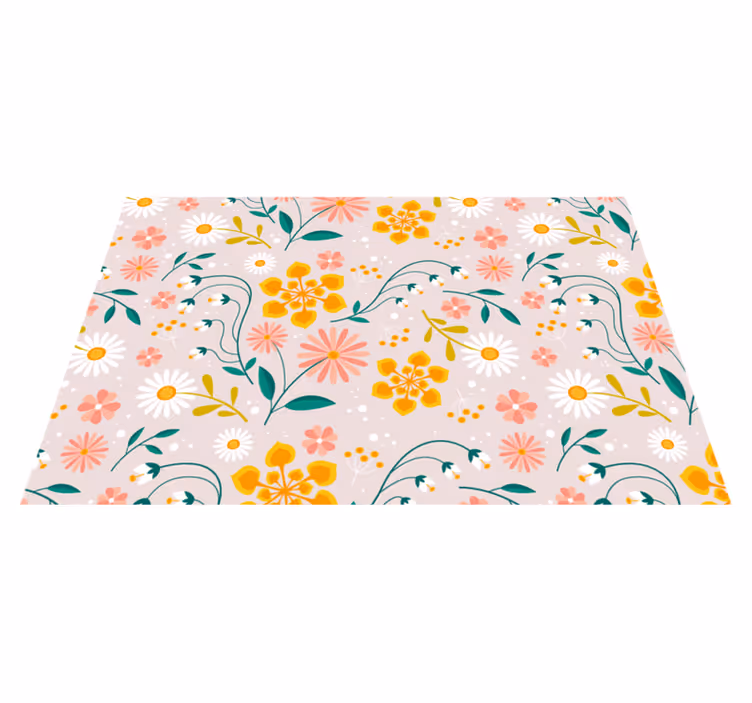 Vinylteppich Blumen Verschiedene blumen auf beige - TenStickers