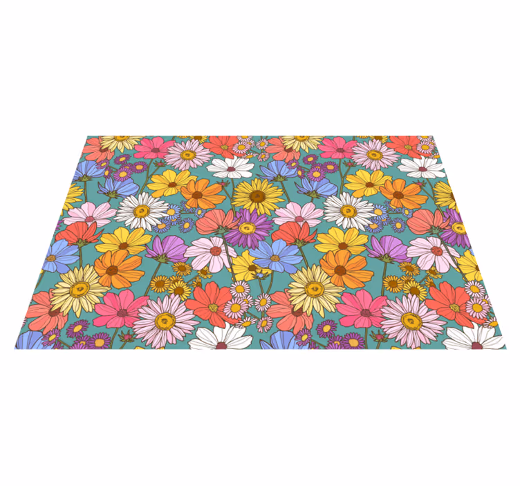 Vinyl Teppich Blumen leuchtend buntes motiv - TenStickers