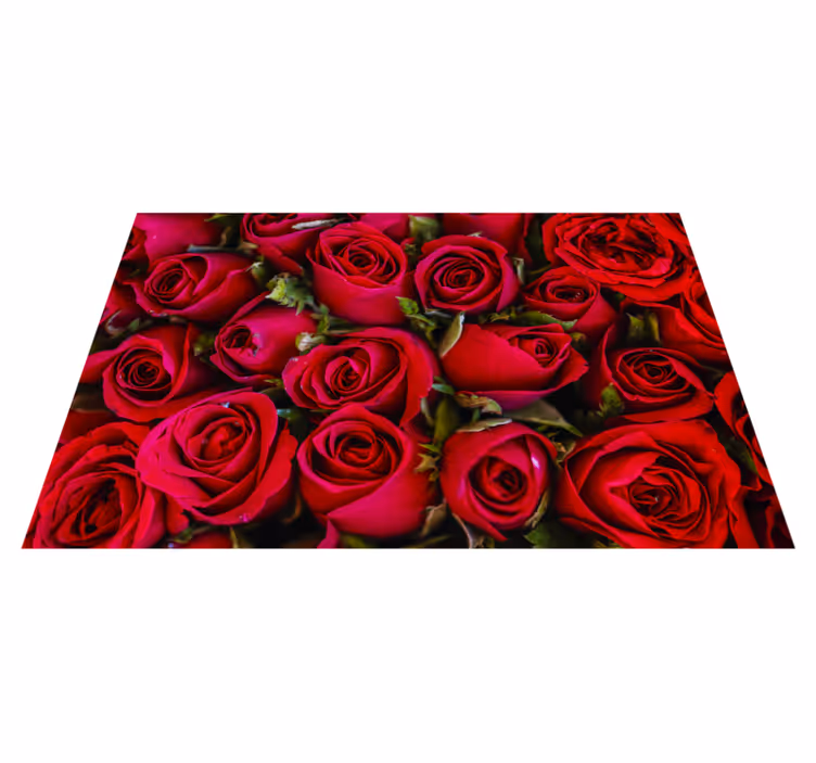 Vinyl teppich eingang mit leuchtend roten rosen - TenStickers