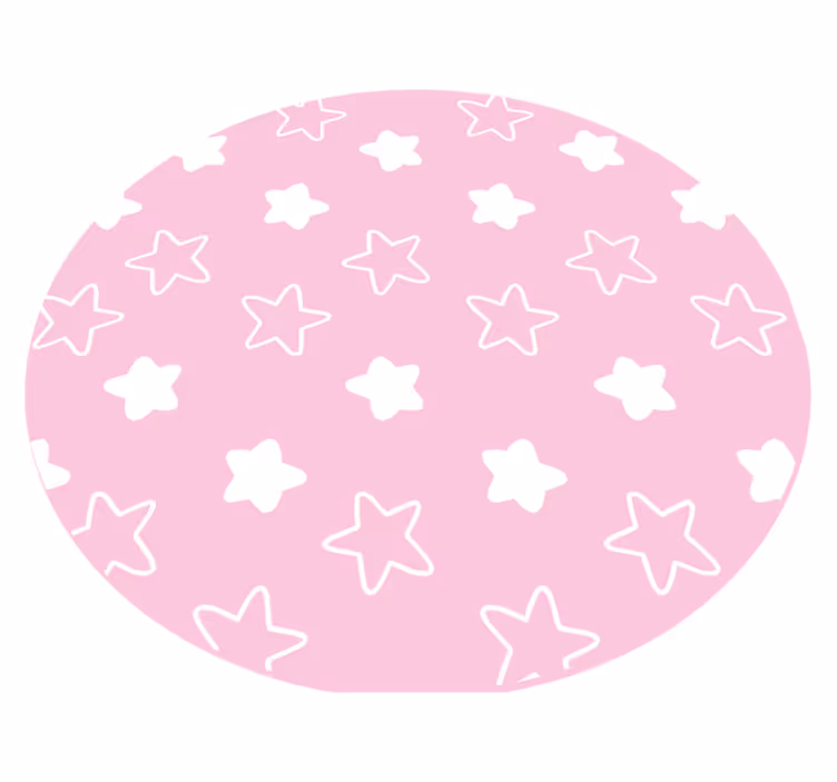 Vinyl Teppich rund rosa sternenmuster - TenStickers