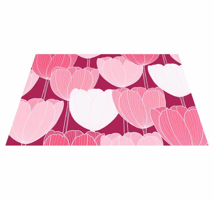 Vinyl teppich blumen mit pinken tulpenmotiven - TenStickers