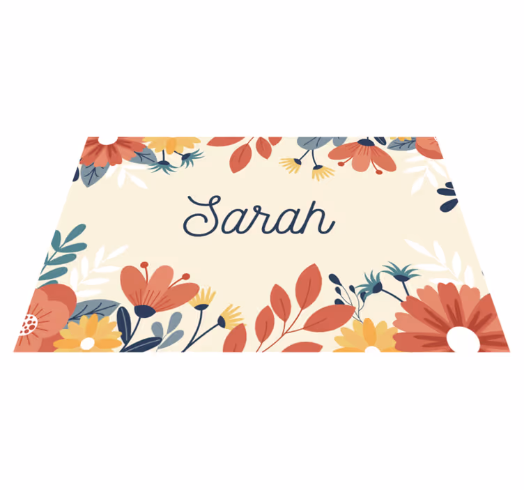Vinyl Teppich mit Namen benutzerdefinierter blumenname - TenStickers