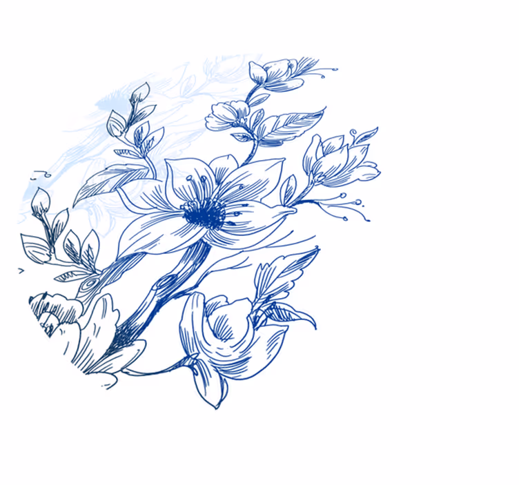 Vinyl Teppich Blumen blaue botanische skizze - TenStickers
