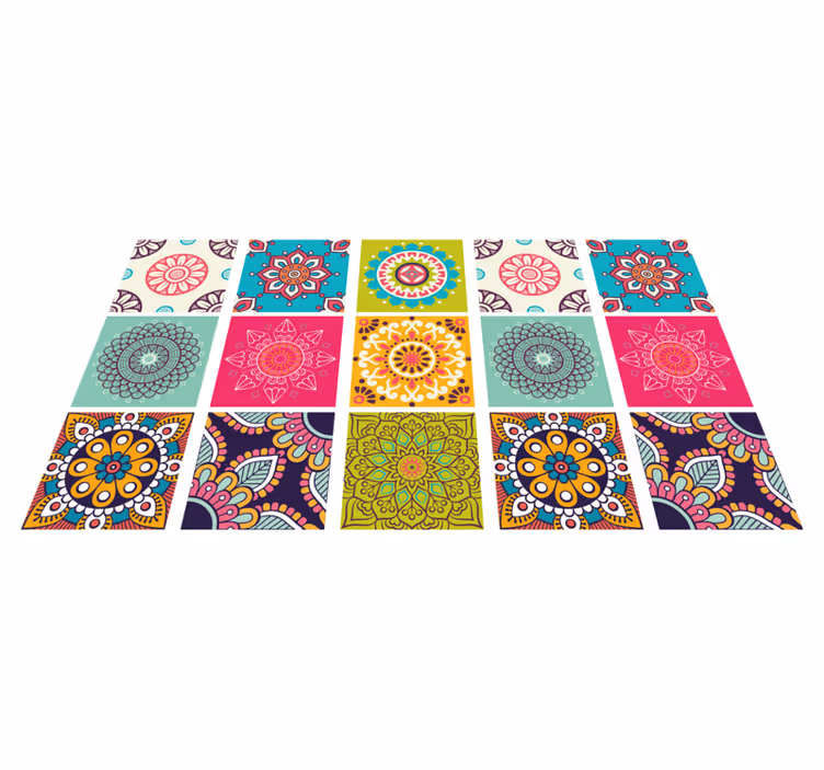 Vinyl Teppich Mandala buntes fliesenmuster - TenStickers