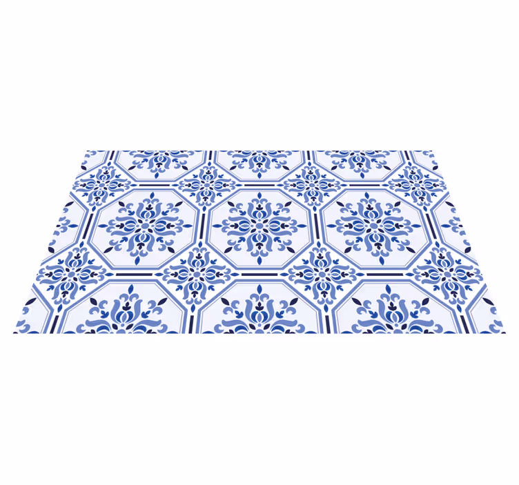 Vinyl teppich fliesenoptik azurblüten elemente - TenStickers