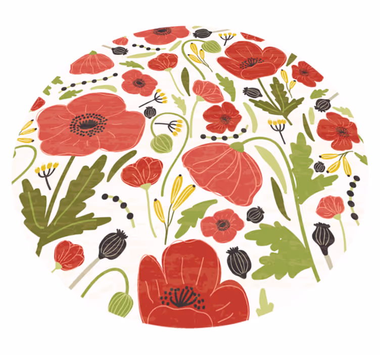 Vinyl Teppich Blumen rote mohnblüten - TenStickers