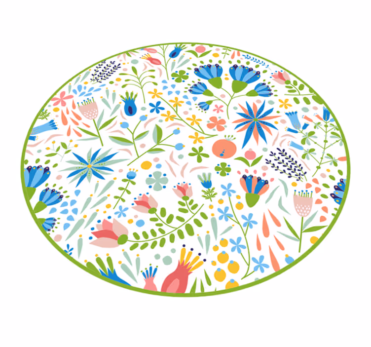 Vinyl Teppich rund blumenmuster begeistern - TenStickers