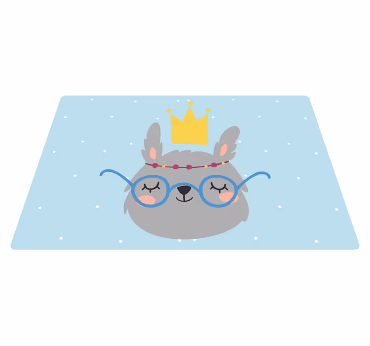 Vinyl Teppich Kinderzimmer nordischer grauer hase mit brille - TenStickers