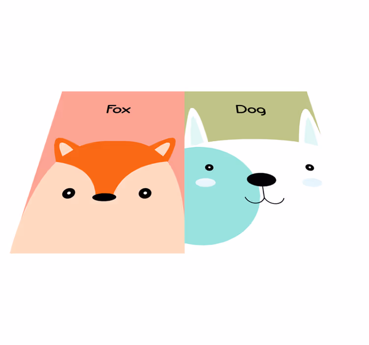 Vinyl Teppich Kinderzimmer fuchs- und hundegesichter - TenStickers