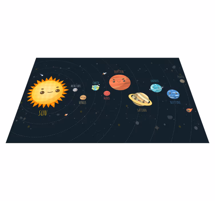 Vinyl Teppich Kinderzimmer Sonnensystem erklärt cartoon - TenStickers