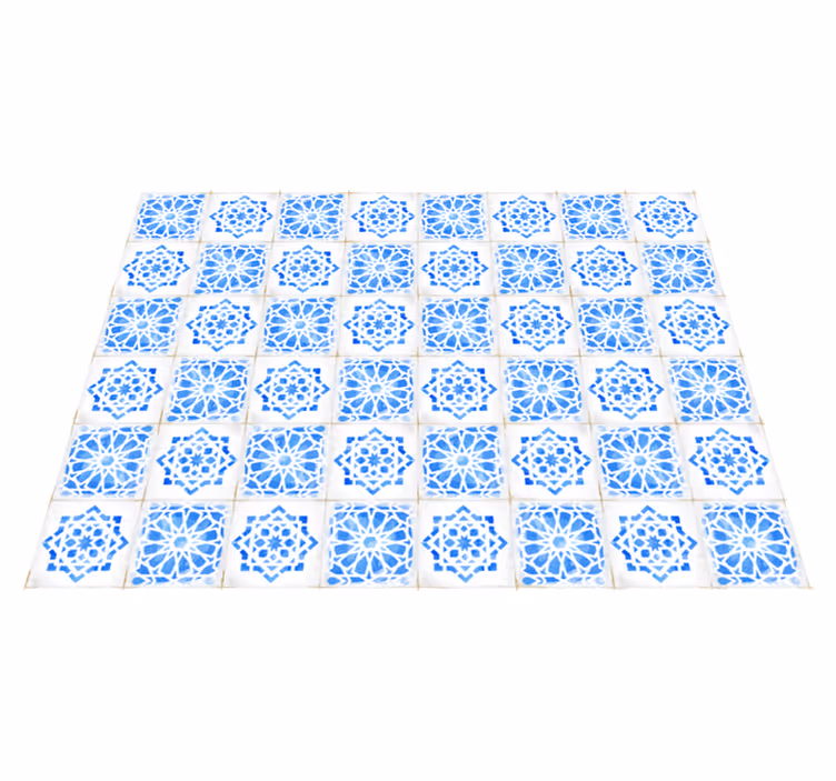 Vinyl Teppich Fliesenoptik komplizierte blaue muster - TenStickers