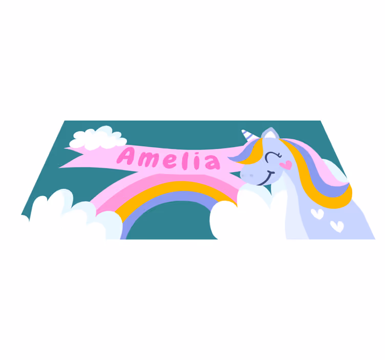 Vinylteppich kindlich regenbogen-einhorn-kostüm - TenStickers