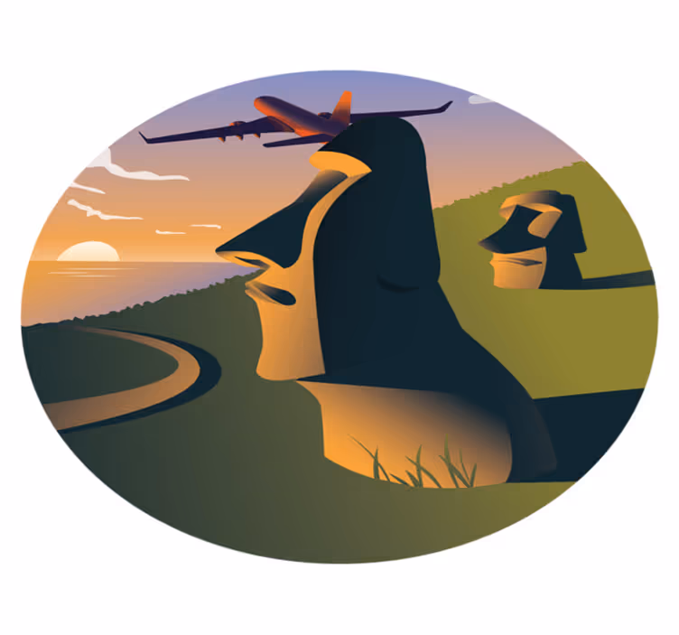 Vinyl Teppich rund sonnenuntergang auf der osterinsel - TenStickers