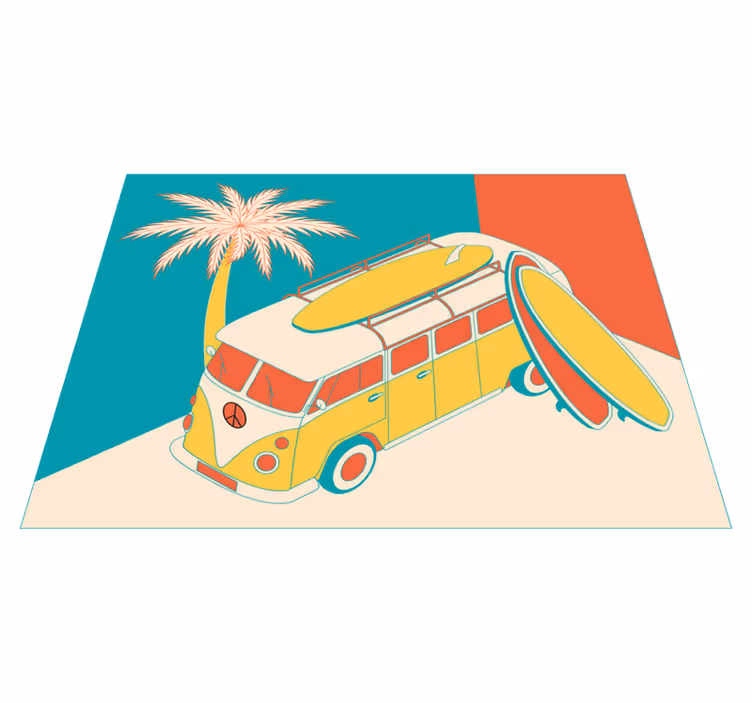 Vinyl Teppich Vintage surf-van-abenteuer - TenStickers