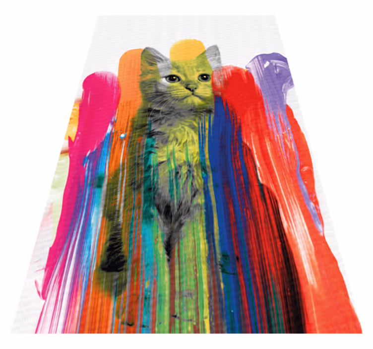 Vinyl Teppich modern buntes katzenporträt - TenStickers