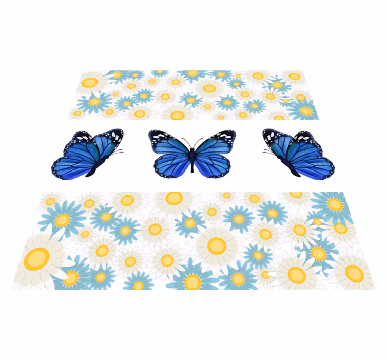 Vinyl Teppich Blumen blaue schmetterlinge - TenStickers