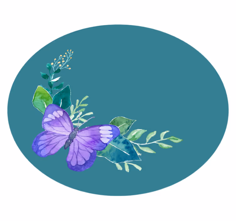 Vinyl Teppich Blumen schmetterling botanisches motiv - TenStickers