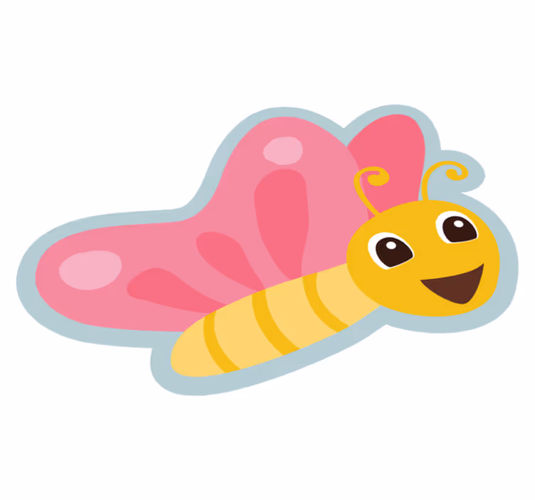 Vinyl Teppich Kinderzimmer bunter schmetterlingscharakter - TenStickers