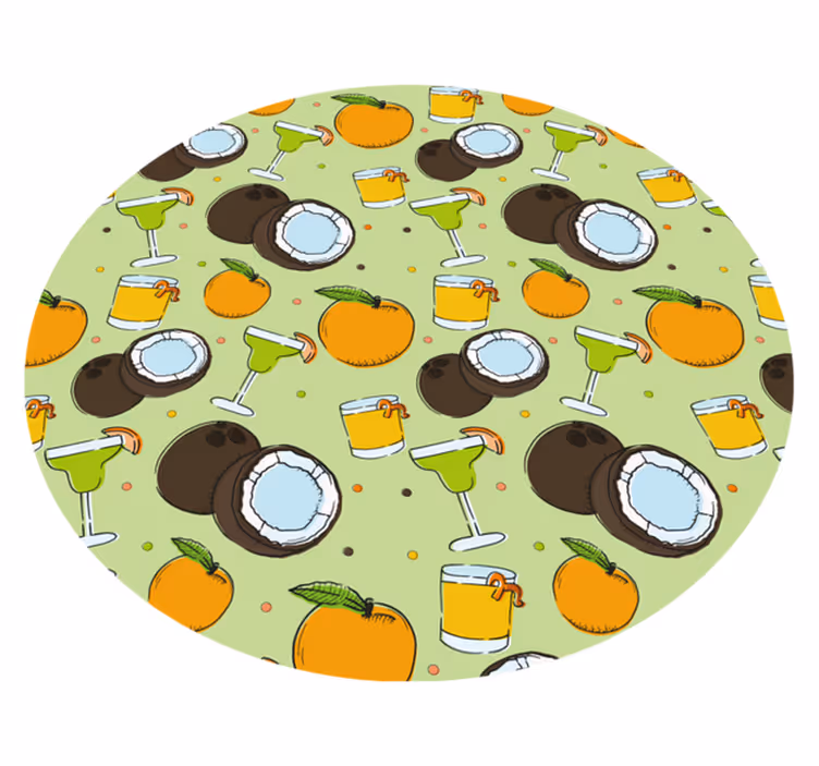 Vinyl Teppich rund kokosnuss-cocktail-spaß - TenStickers