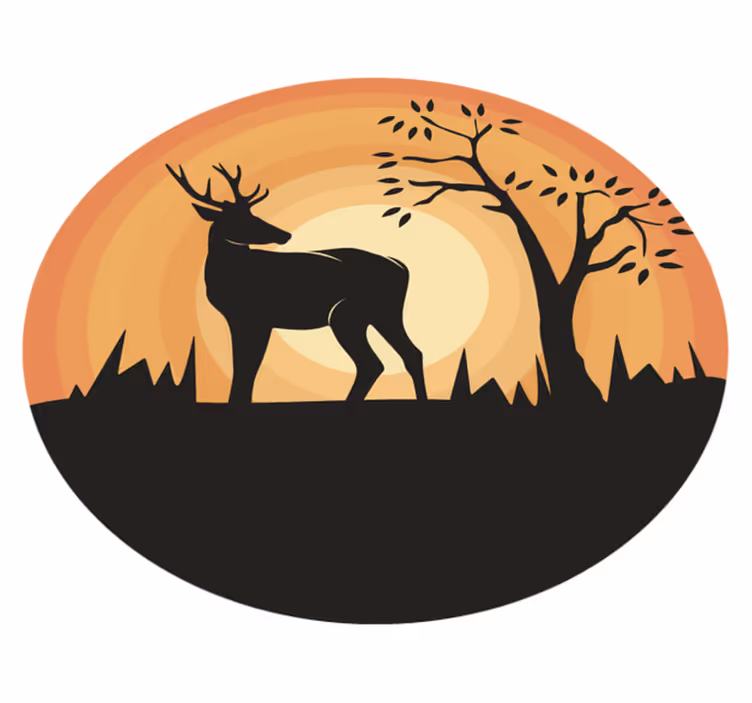 Vinyl Teppich Vintage retro ruhige hirschsilhouette - TenStickers