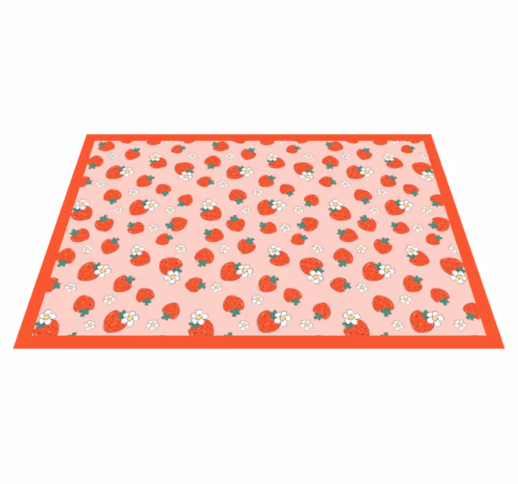 Vinyl Teppich Blumen erdbeer-blumenmuster - TenStickers