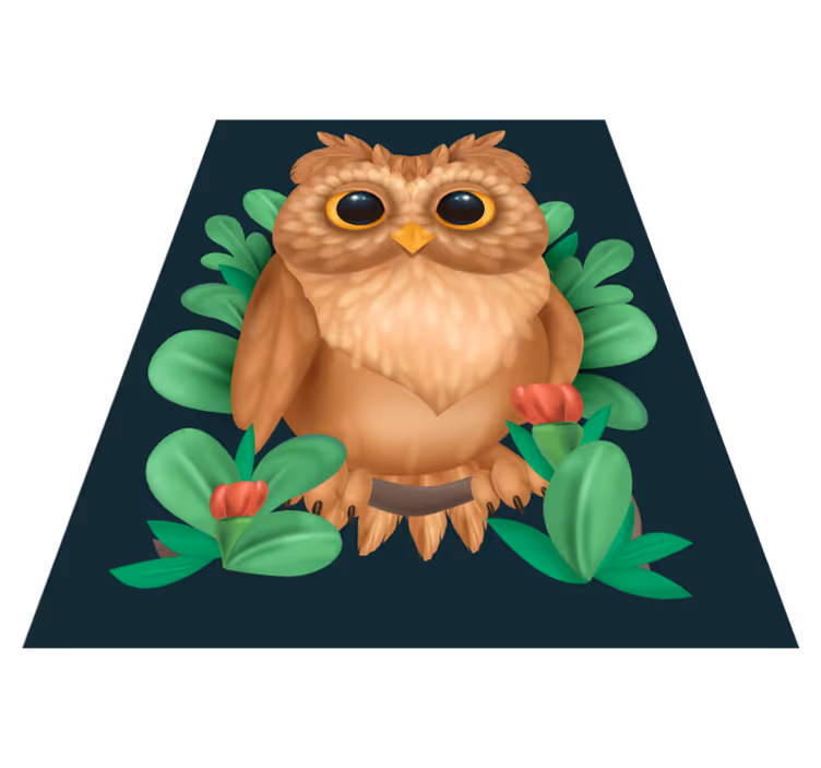 Vinyl teppich tiere mit süßer eulenillustration - TenStickers