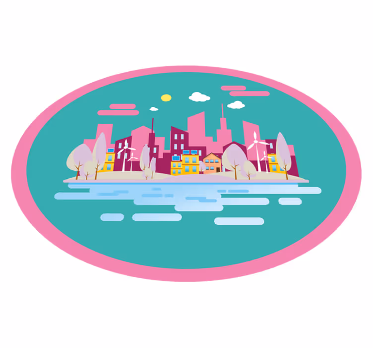 Vinylteppich kindlich bunte stadtlandschaft - TenStickers