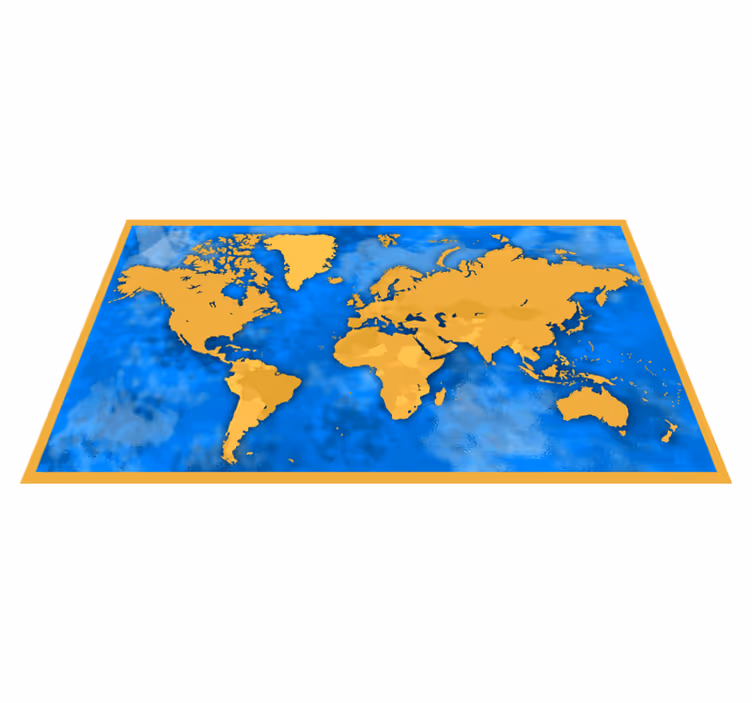 Vinyl Teppich Weltkarte goldene und blaue karte - TenStickers