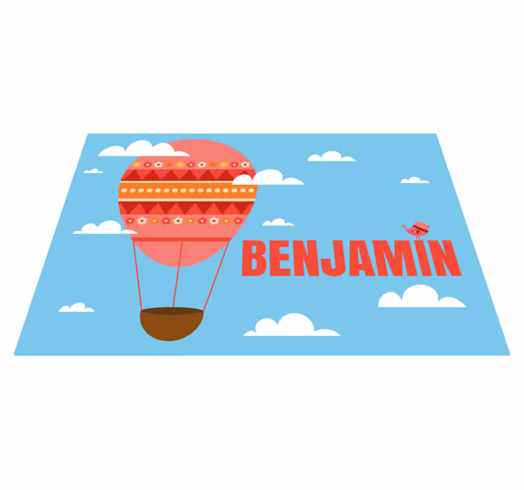 Vinylteppich kindlich roter luftballon mit namen - TenStickers