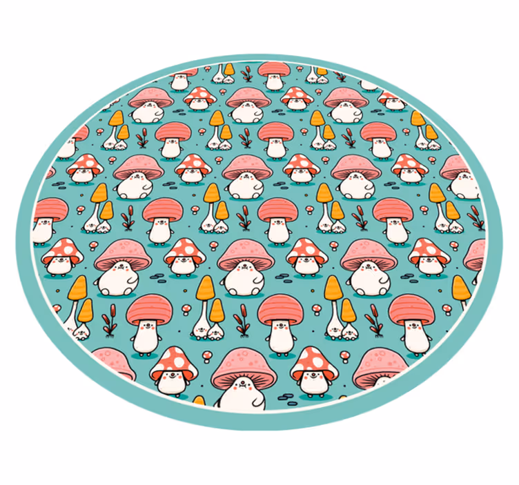 Vinyl Teppich Natur entzückende pilzfiguren - TenStickers