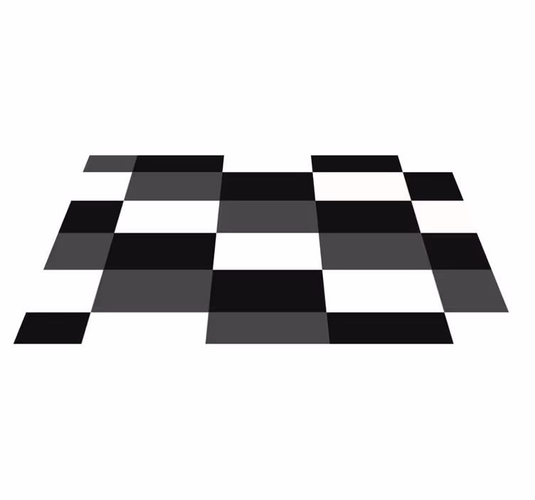 Vinyl Teppich geometrisch schwarz-weiß kariert - TenStickers