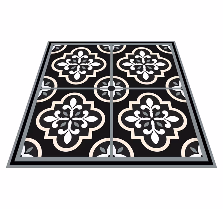 Vinyl Teppich Fliesenoptik schwarz-weiß-mosaik - TenStickers