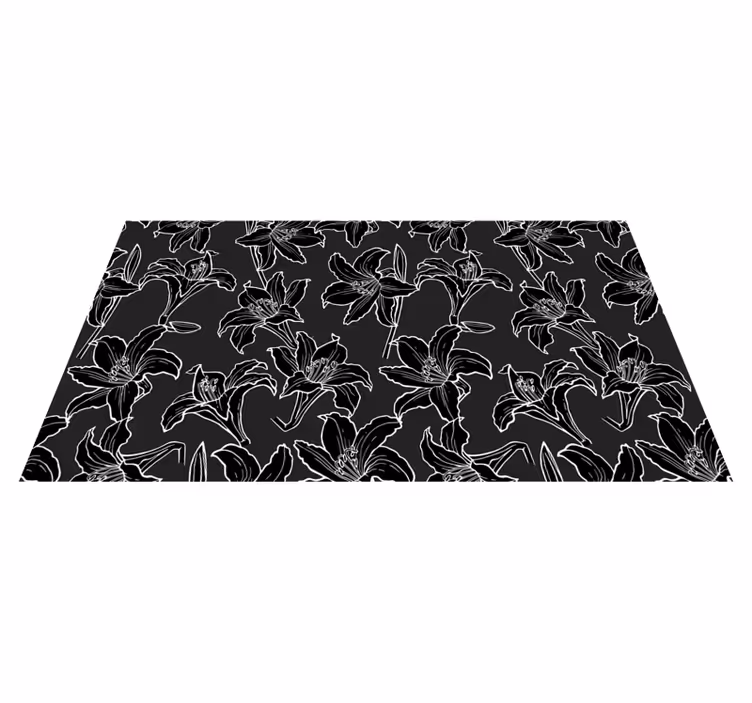 Vinyl Teppich Blumen schwarzes blumenarrangement - TenStickers