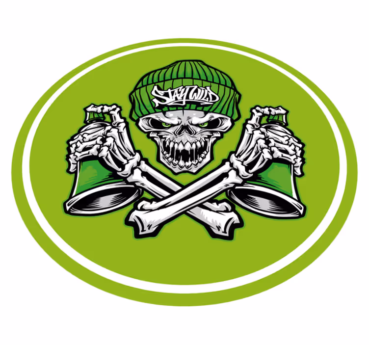 Vinylteppich modern Grüne totenkopfbrille graffiti - TenStickers