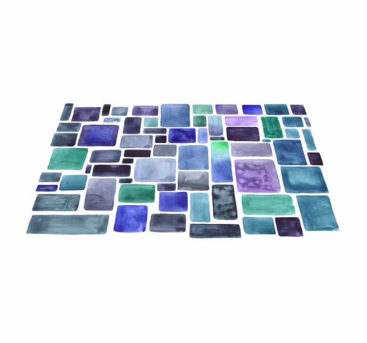 Vinyl teppich imitation in blauem blockmuster - TenStickers