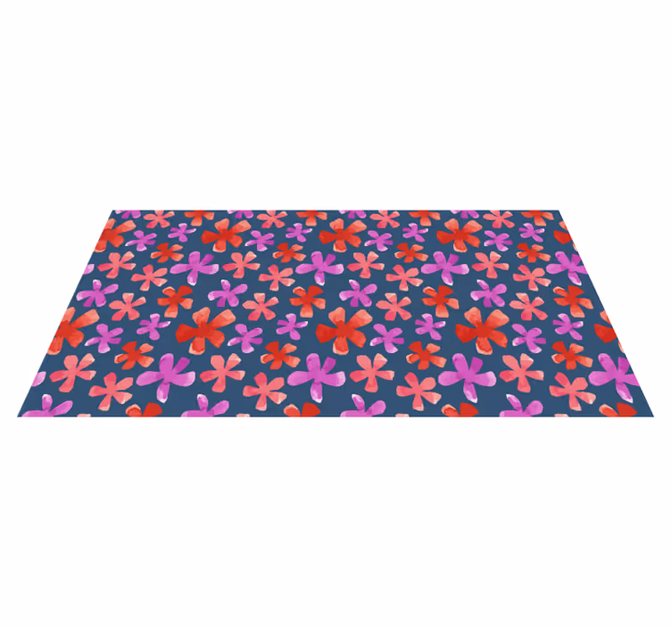 Vinyl Teppich Blumen violette und rote muster - TenStickers