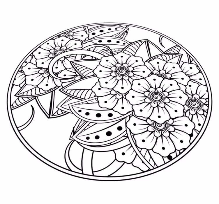 Vinyl teppich mandala im floralen stil - TenStickers