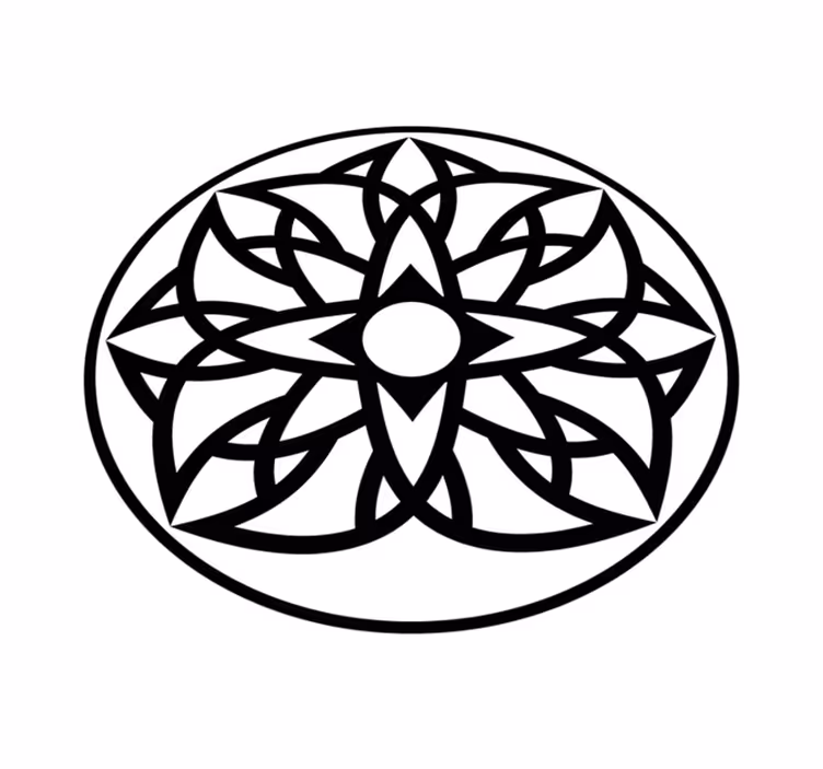 Vinyl teppich mandala in schwarzweiß design - TenStickers