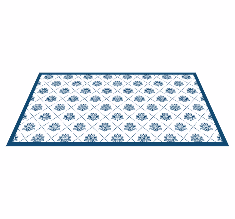 Vinyl Teppich Bad florales blaues motiv - TenStickers