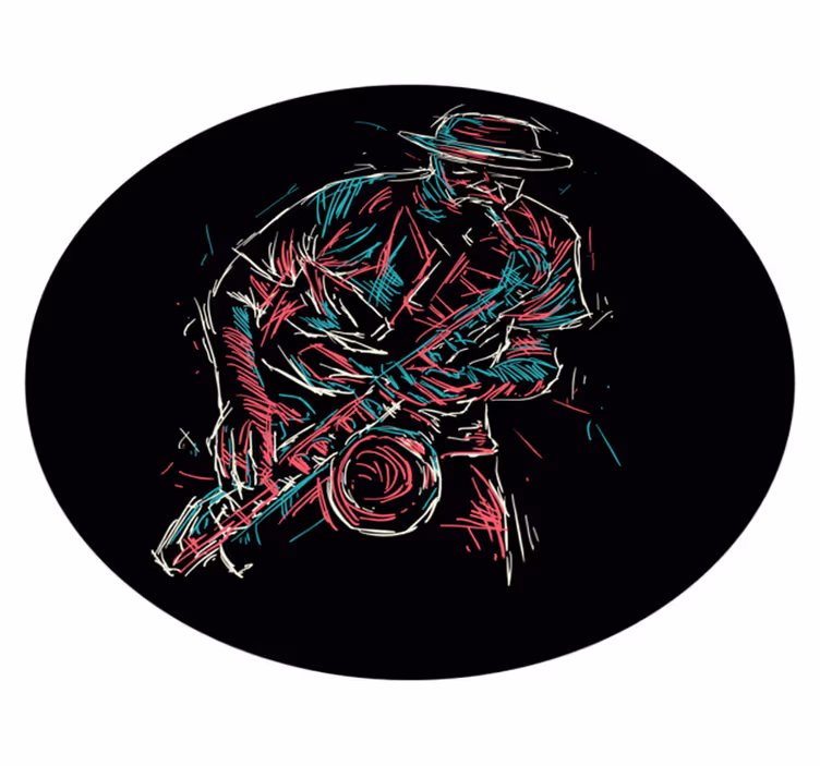 Vinyl Teppich rund auftritt eines jazzmusikers - TenStickers