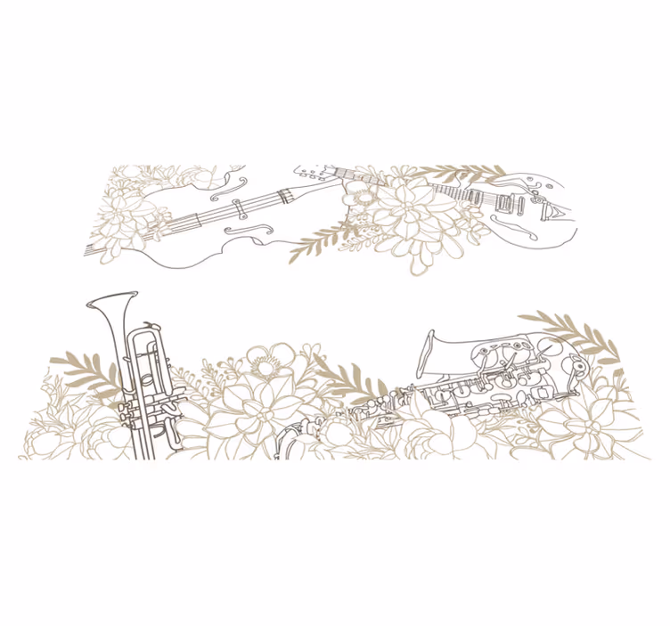 Vinyl Teppich Blumen musikalisches blumenarrangement - TenStickers