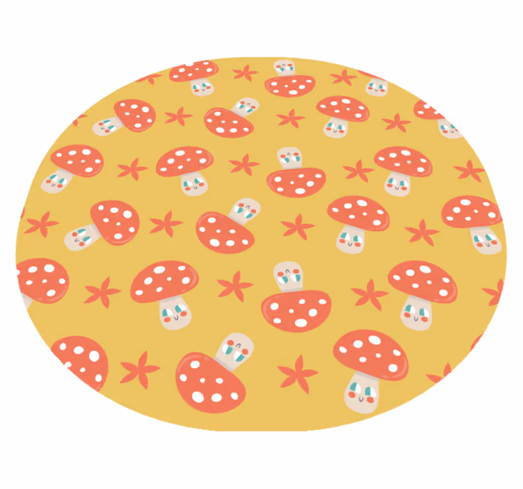 Runder vinyl teppich mit pilzmotiven - TenStickers