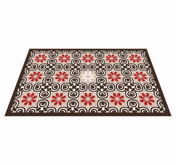 Vinyl Teppich Fliesenoptik florale kreisförmige muster - TenStickers